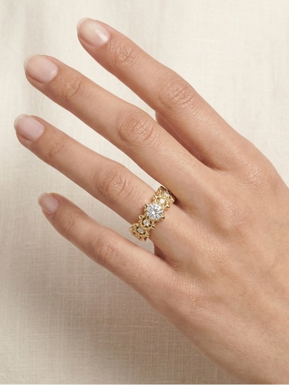 Gold Filled NEW Floral Cluster CZ Ring Size 8